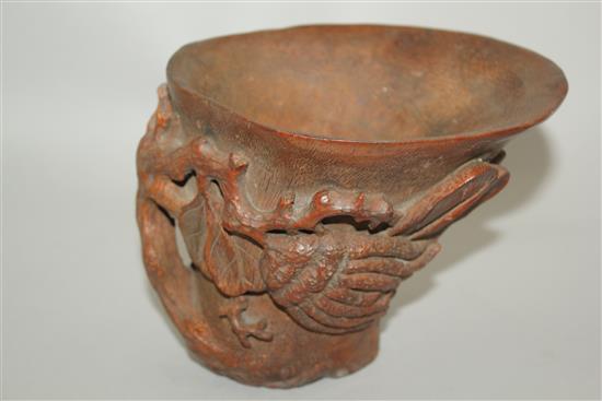 A Chinese bamboo libation cup, 12.5cm